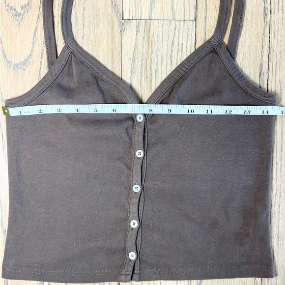 Brandy Melville John Galt Brown Zelly Button Down Crop Tank Top One Size - Picture 7 of 8